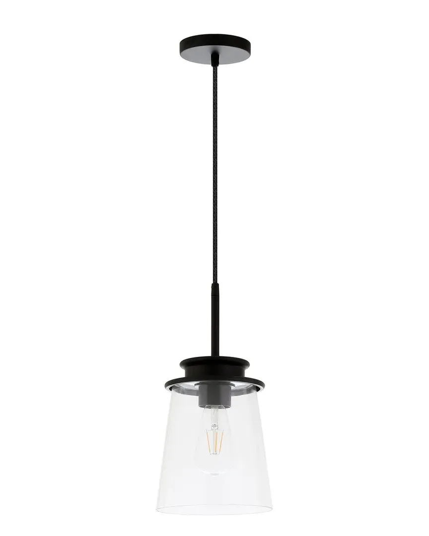 Elwood Cylindrical Pendant Light - Black, Glass image