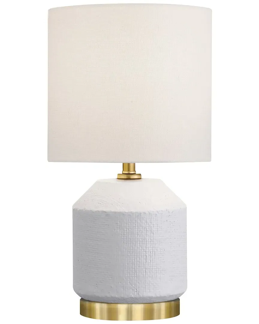 Esther 15" Textured Ceramic Mini Lamp with Fabric Shade - White image