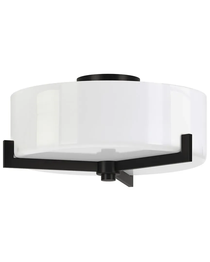 Hamlin 2-Light Semi Flush Mount with Glass Shade - Bronze, Glass
