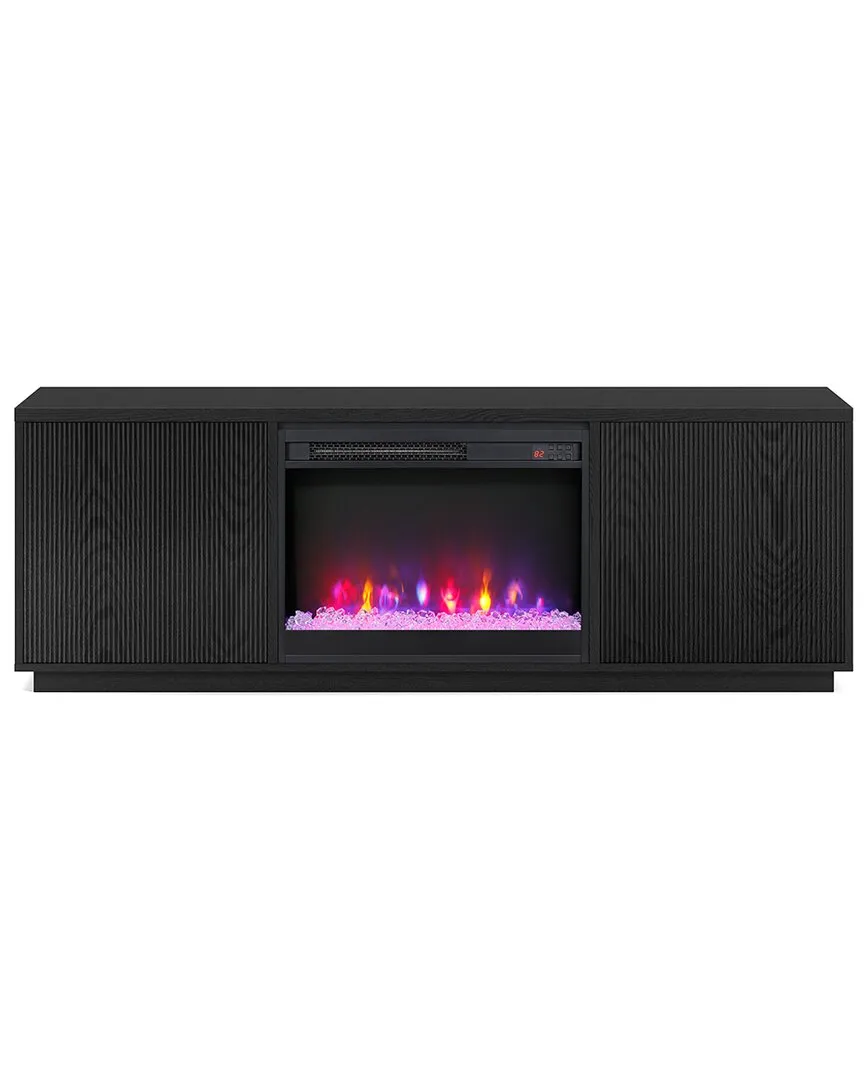 Hanson TV Stand for TVs up to 75in with 26in Fireplace - Black