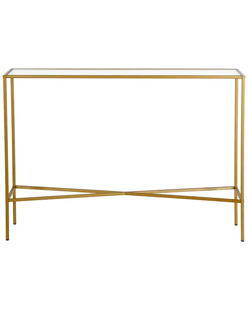 Henley Rectangular Console Table with Glass Top - Gold image