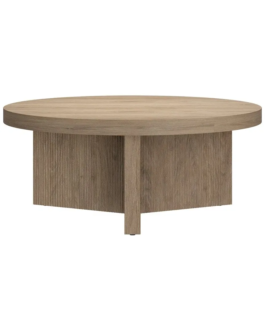 Holm 36in Round Coffee Table - Antiqued Gray Oak