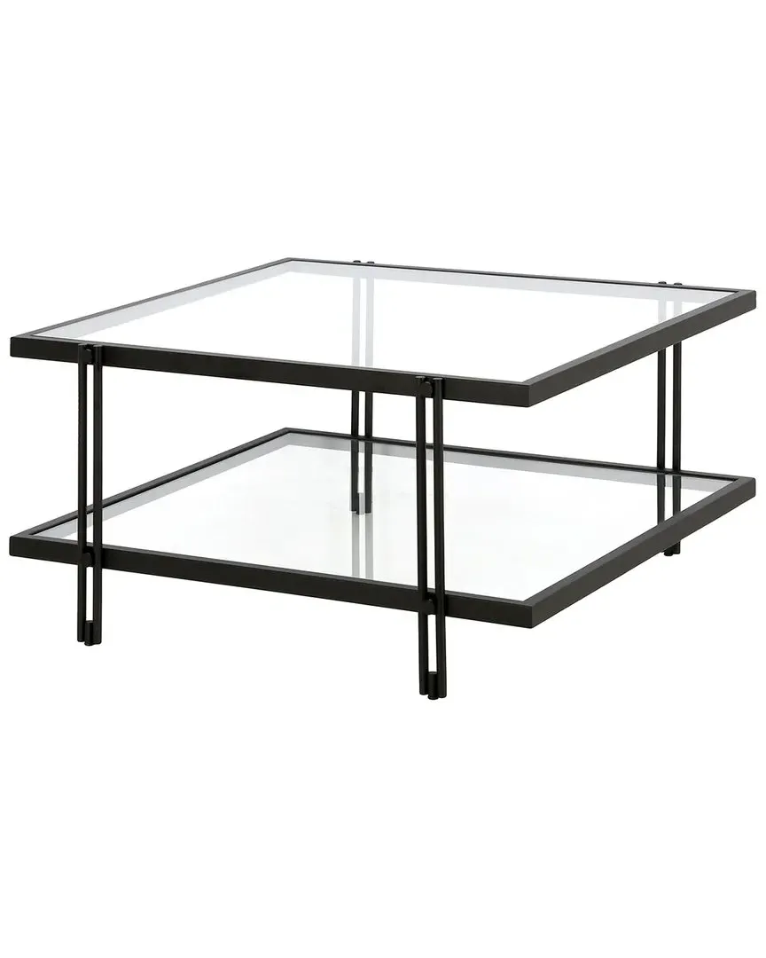 Inez 32in Square Coffee Table - Blackened Bronze, Metal