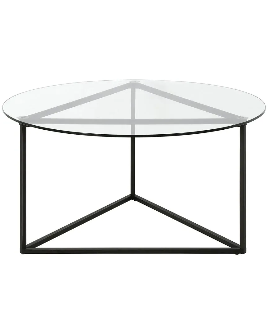 Jenson Round Coffee Table with Glass Top - Blackened Bronze image