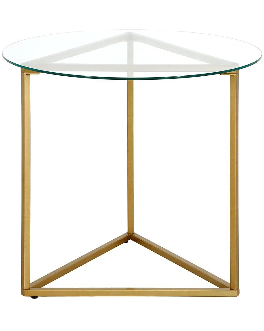 Jenson Round Side Table with Glass Top - Gold Brass image