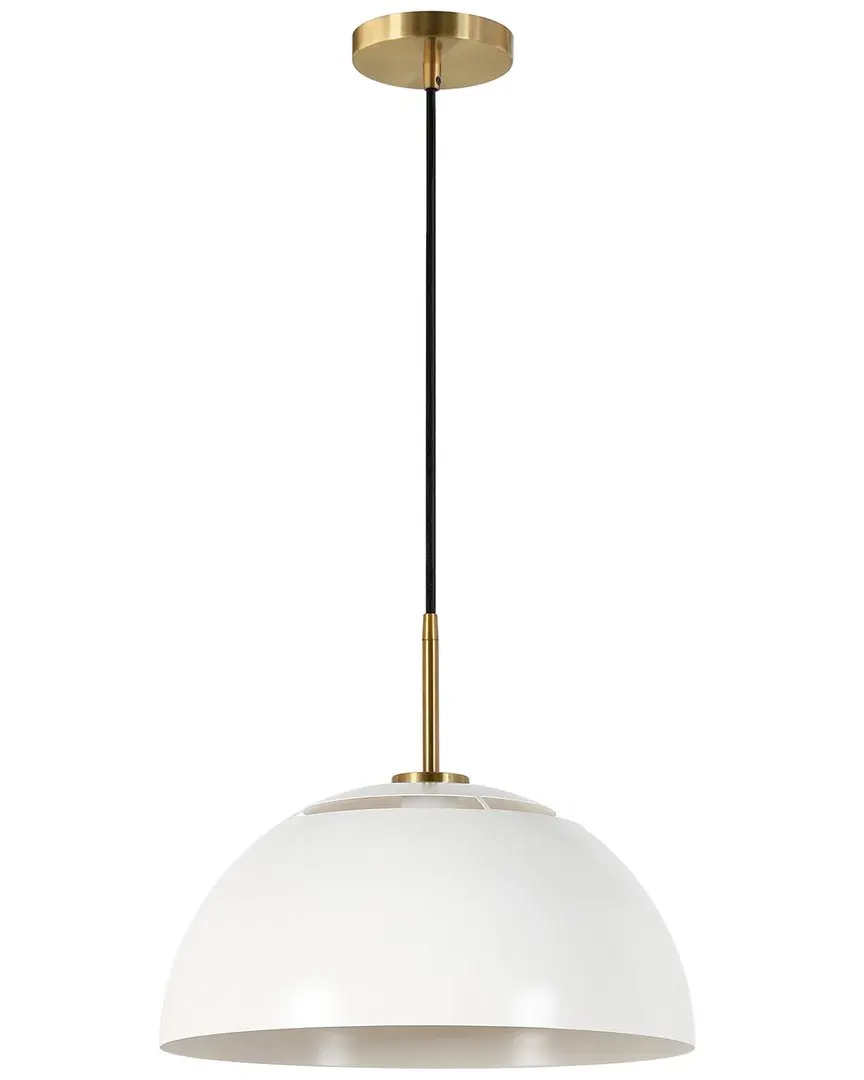 Jordyn 16in Wide Pendant Light with Metal Shade - White, Brass image