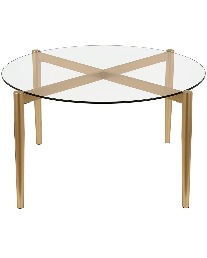 Kadmos 36in Round Coffee Table - Gold Brass, Glass image
