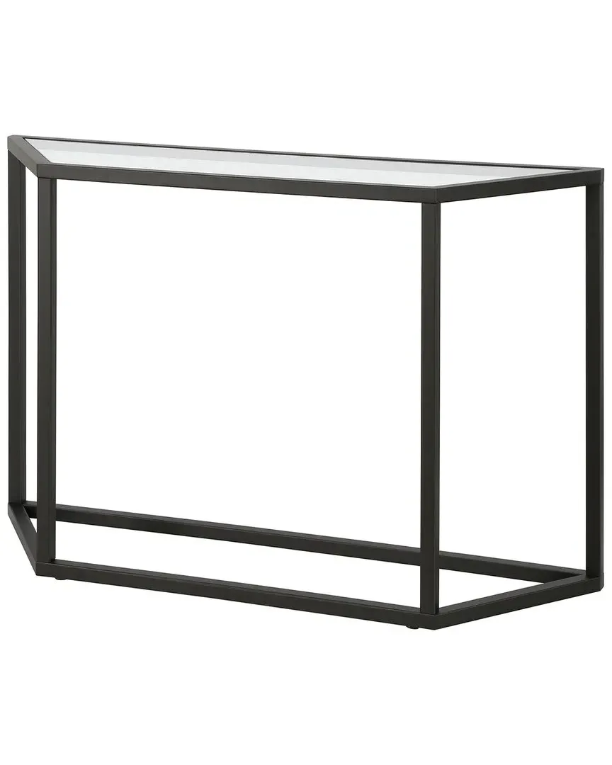 Levi 44in Trapezoid Console Table - Blackened Bronze, Glass image