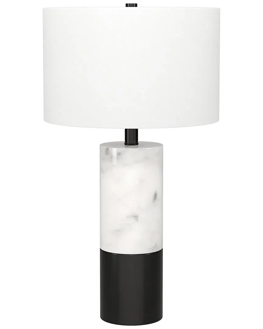 Liana 24in Table Lamp with Fabric Shade - Black, Marble image