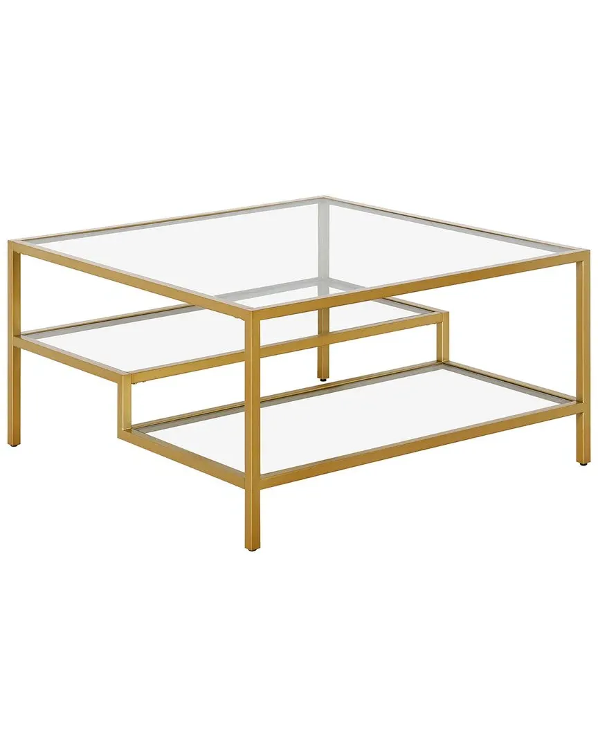 Lovett 32in Square Coffee Table - Gold Brass, Metal