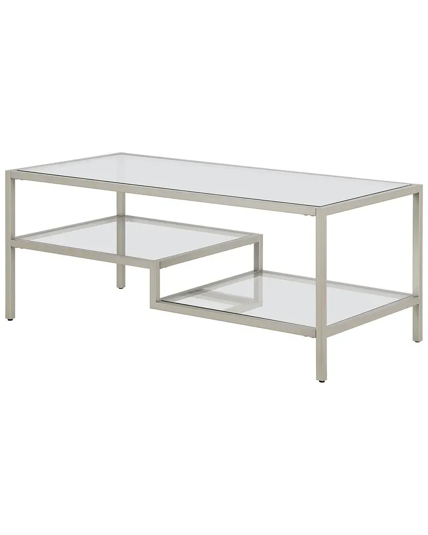 Lovett 45in Rectangular Coffee Table - Silver Nickel, Glass