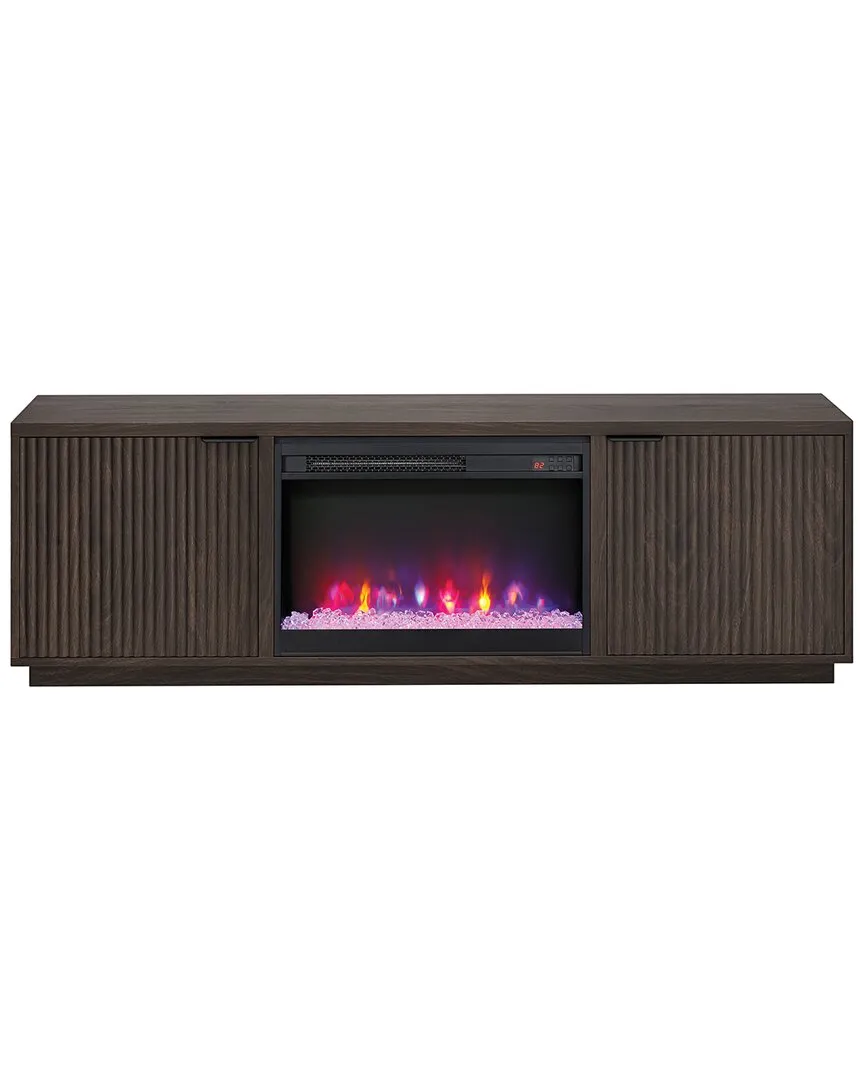 Mansfield TV Stand with Electric Fireplace - Alder Brown