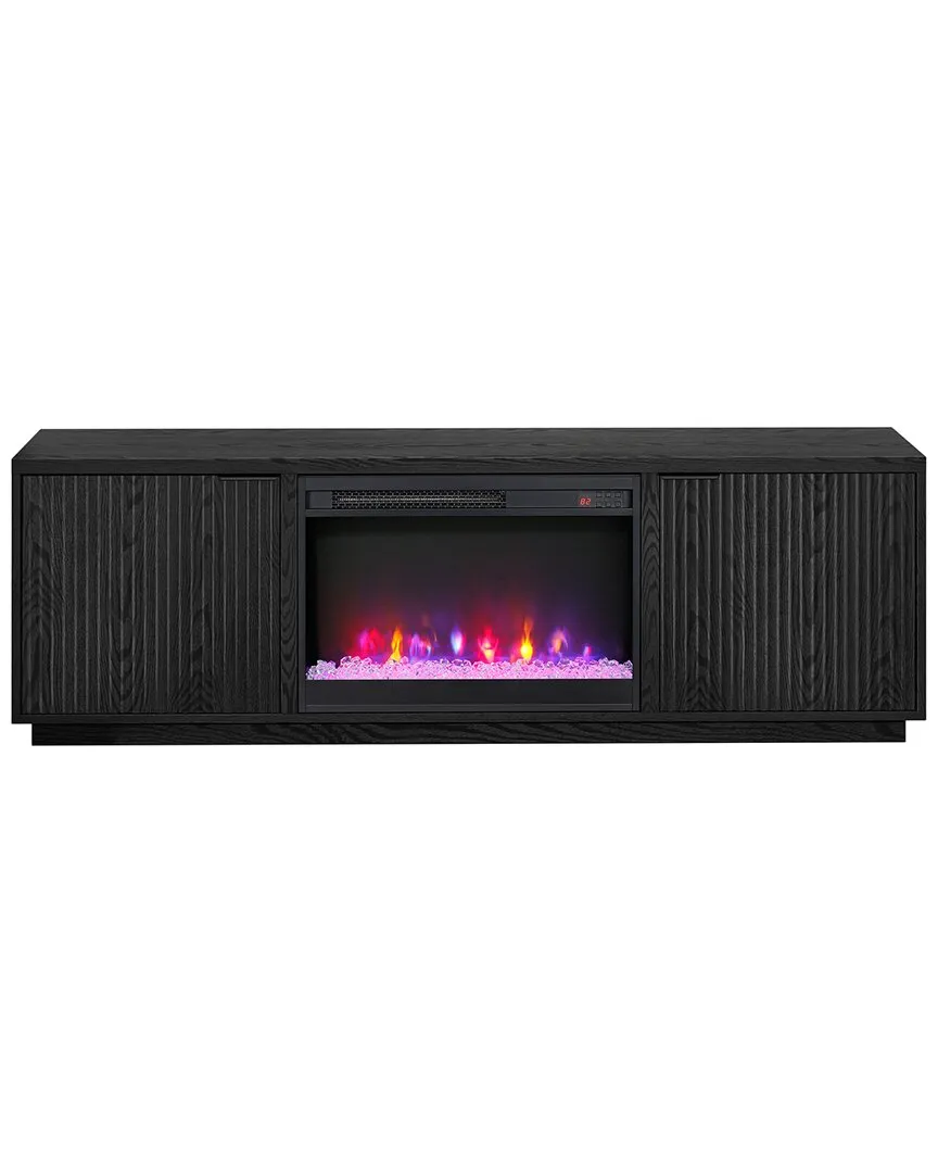 Mansfield TV Stand with Electric Fireplace - Black Grain