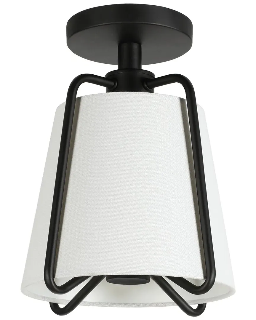 Marduk 9.5" Semi Flush Mount with Fabric Shade - Black