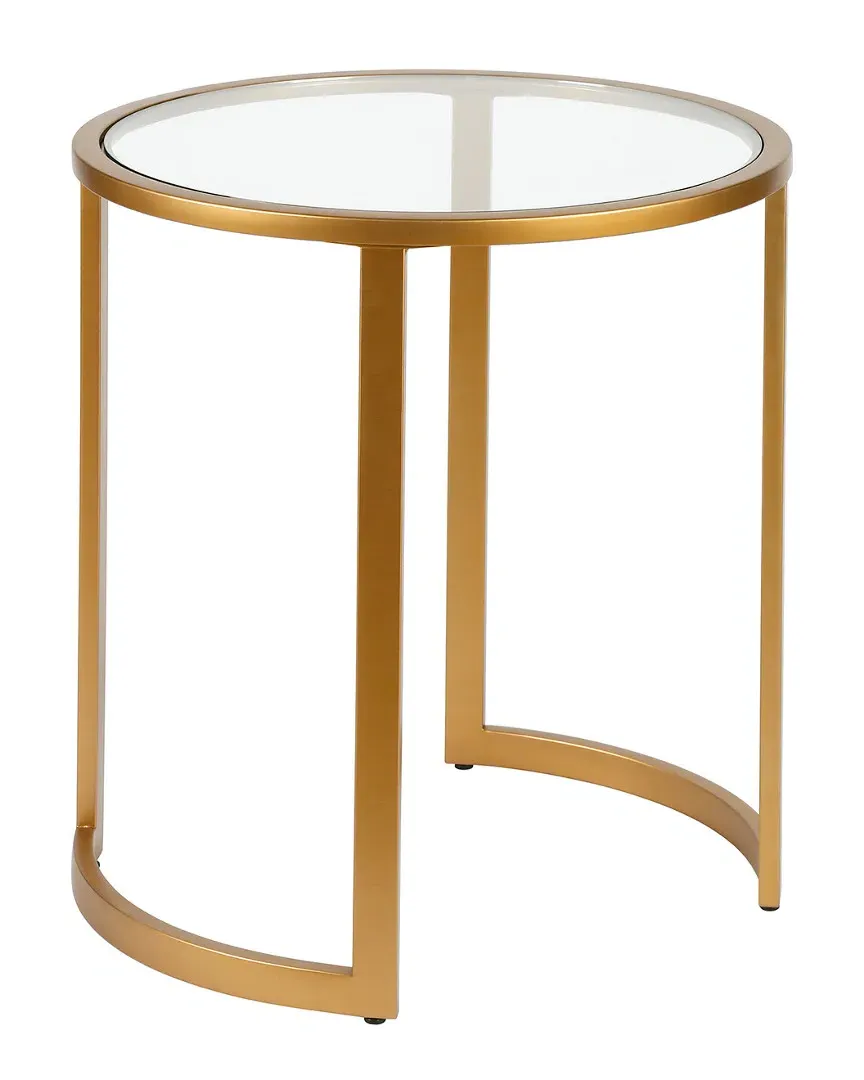 Mitera Round Side Table - Brass, Glass