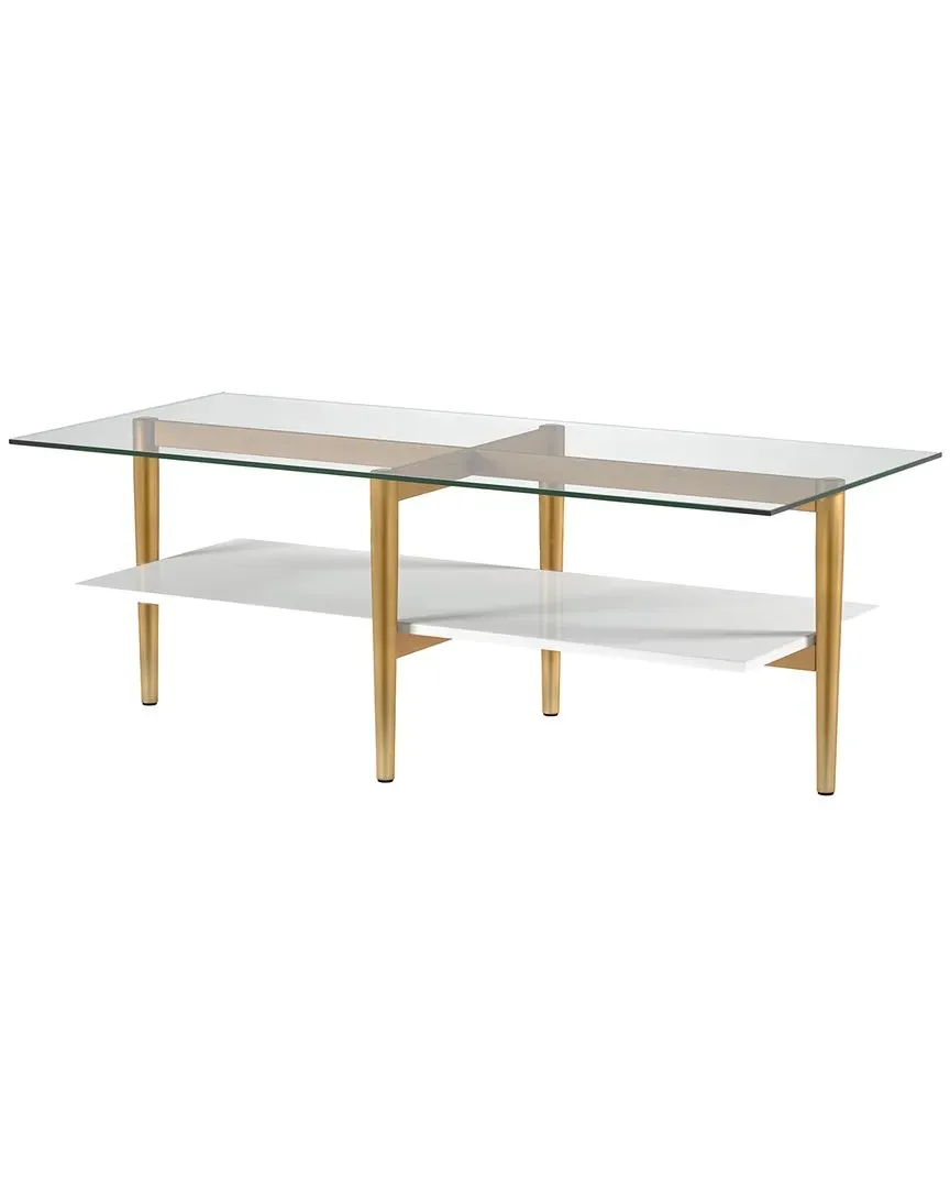 Otto Rectangular Coffee Table with Shelf - Gold, Glass image