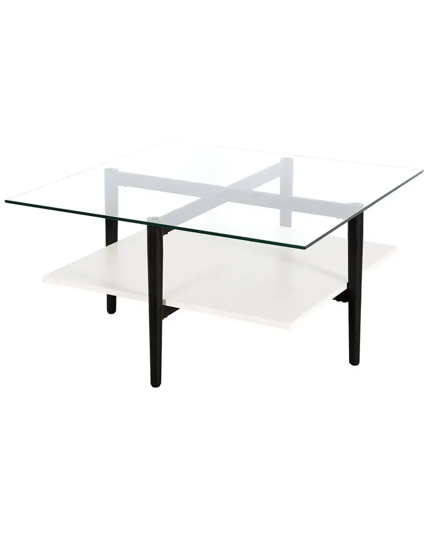 Otto Square Coffee Table with Shelf - Black, Glass image