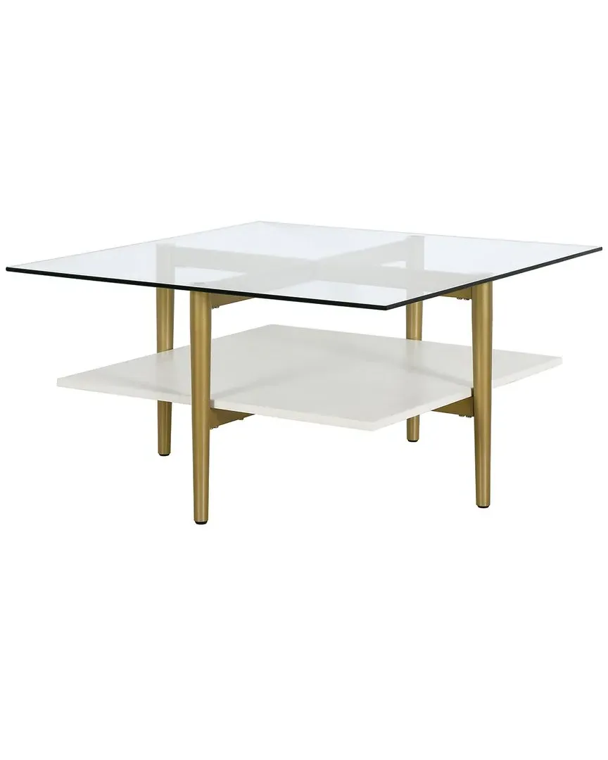 Otto Square Coffee Table with Shelf - Gold, Glass