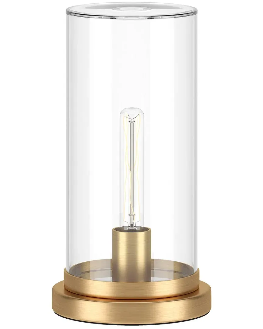 Perabo 13in Uplight Mini Lamp with Glass Shade - Brushed Brass