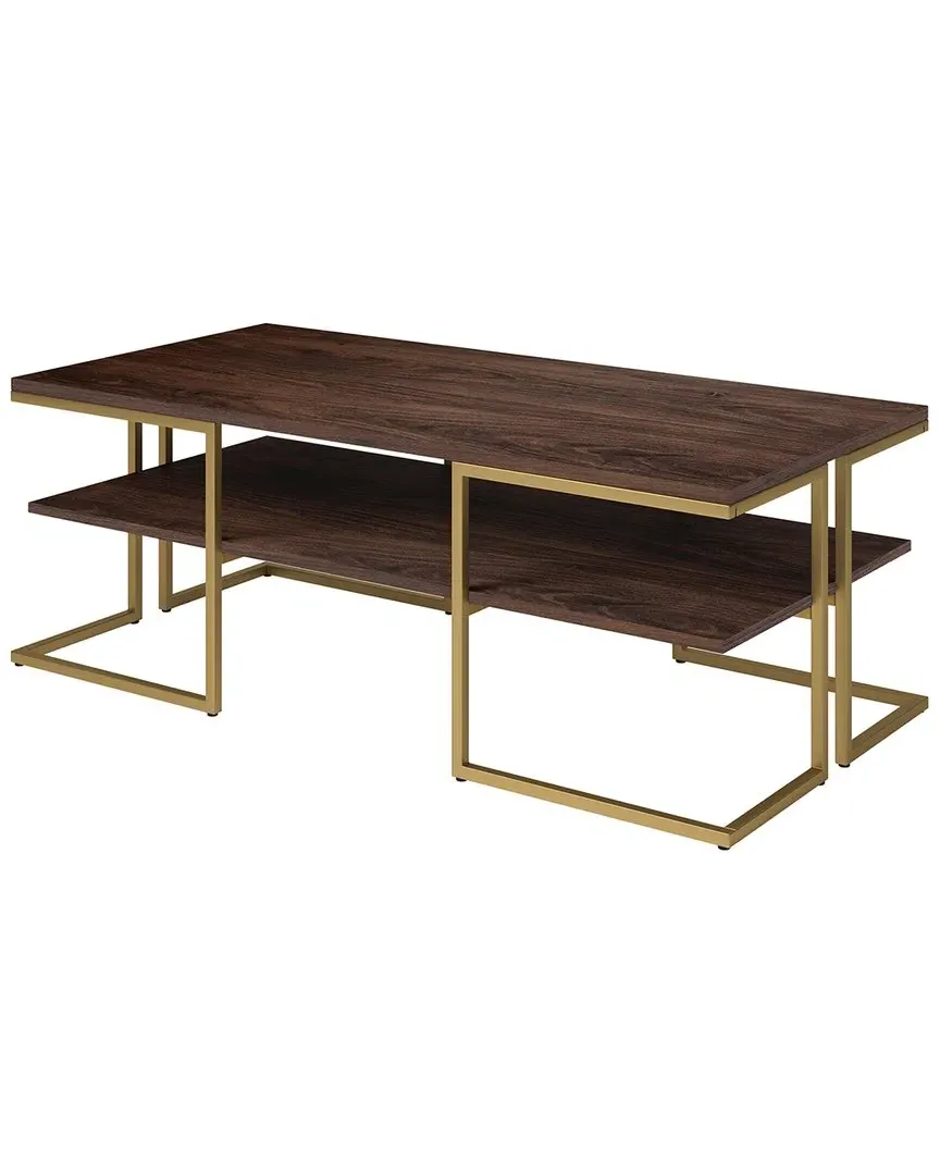 Pike 45in Rectangular Coffee Table - Gold Brass, MDF