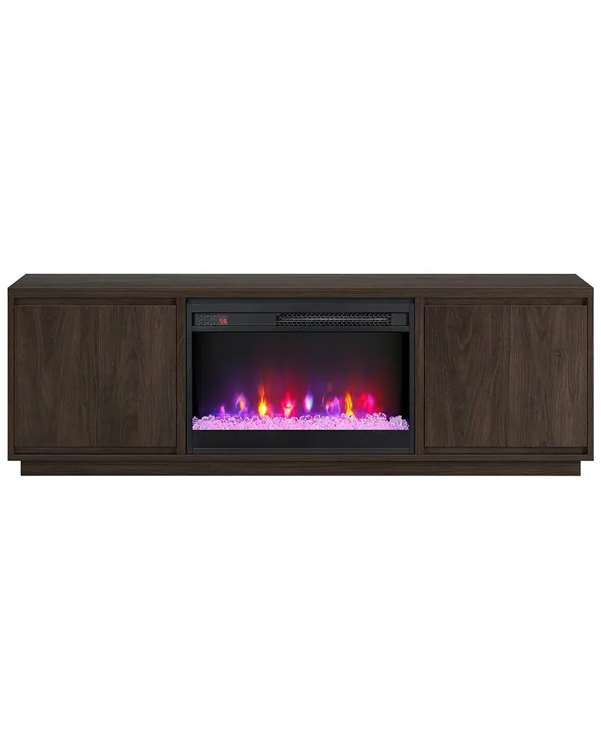 Presque TV Stand with 26in Crystal Fireplace for 75in TVs - Walnut