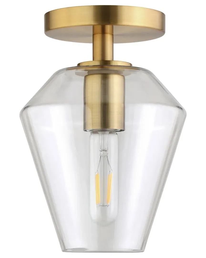 Remy 7in Semi Flush Mount with Glass Shade - Brass image