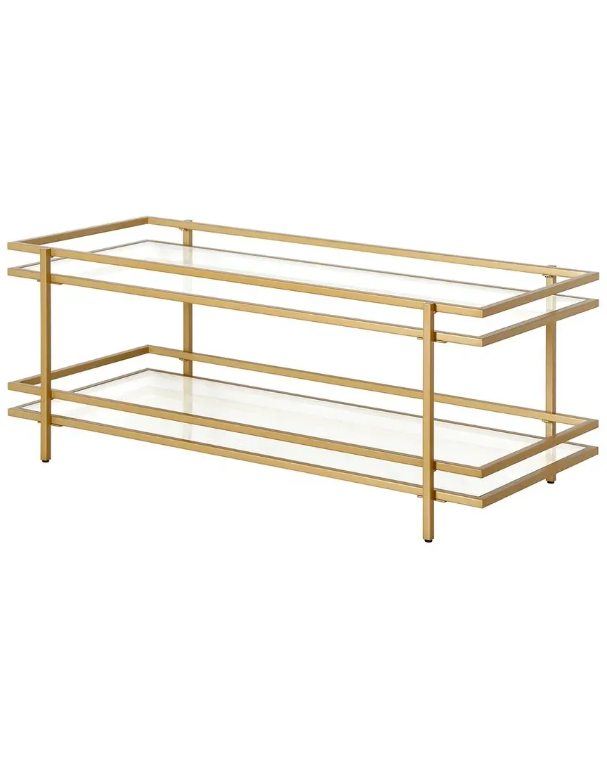 Robillard Rectangular Coffee Table - Gold Brass, Glass