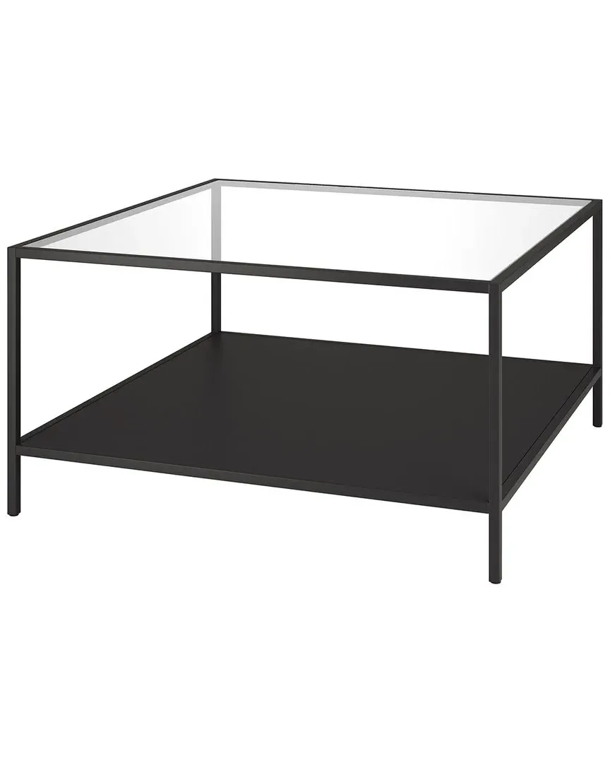Sivil 32in Square Coffee Table with Metal Shelf - Bronze, Metal