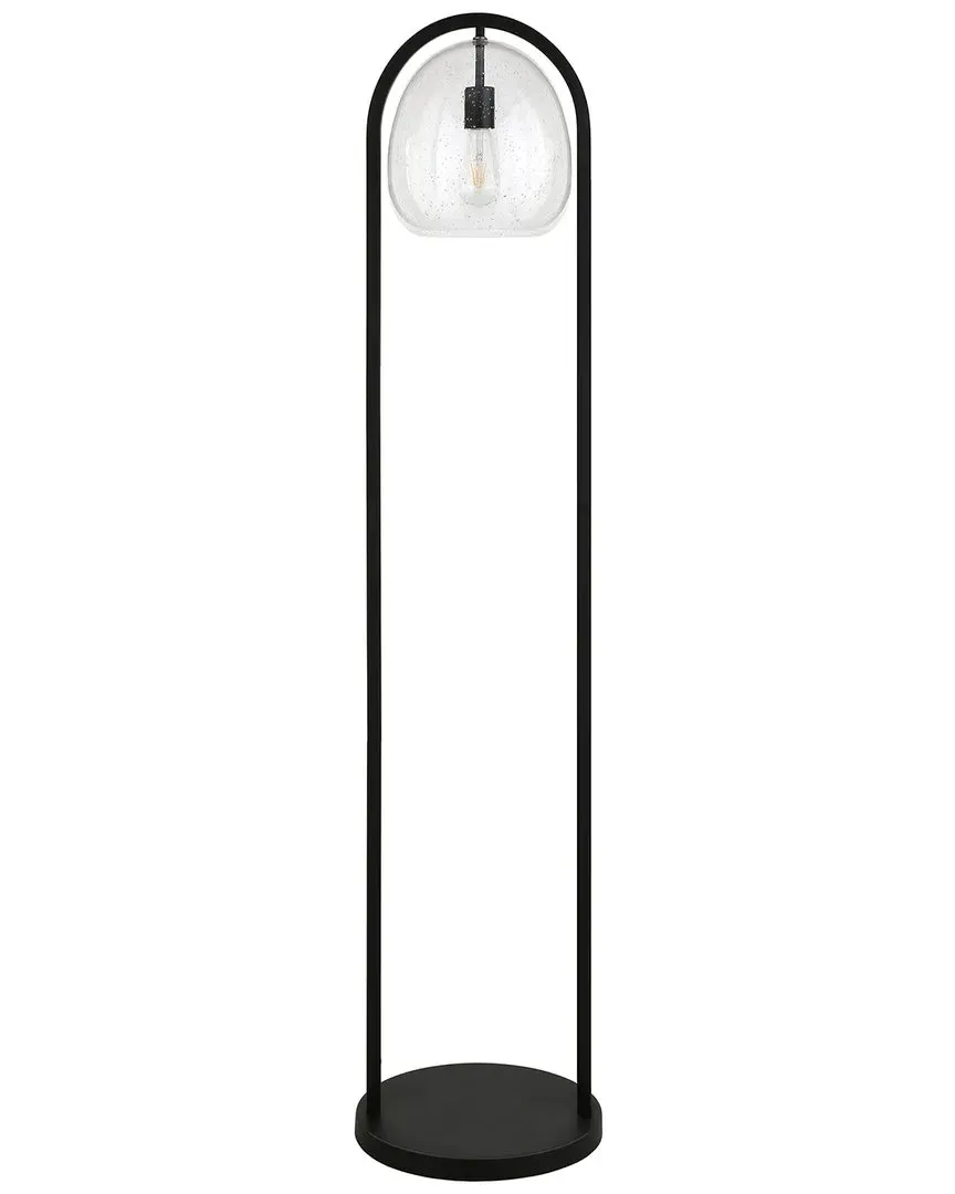 Sydney 64in Floor Lamp with Seeded Glass Shade - Black image