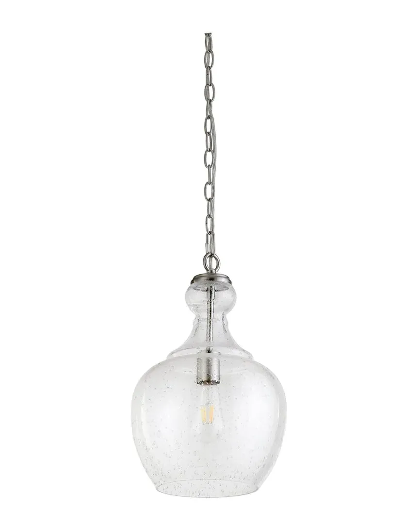 Verona 11 Inch Pendant Light with Seeded Glass - Silver