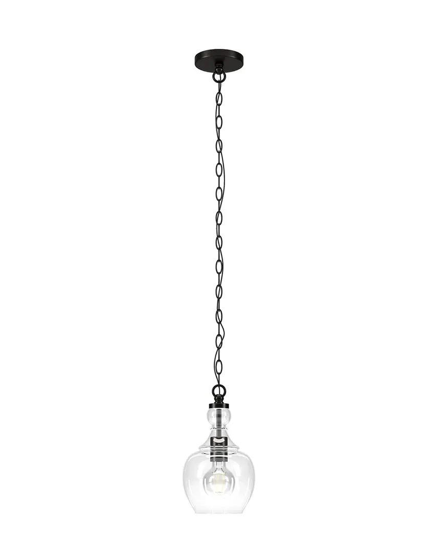 Verona 7 Inch Pendant Light with Clear Glass Shade - Black image