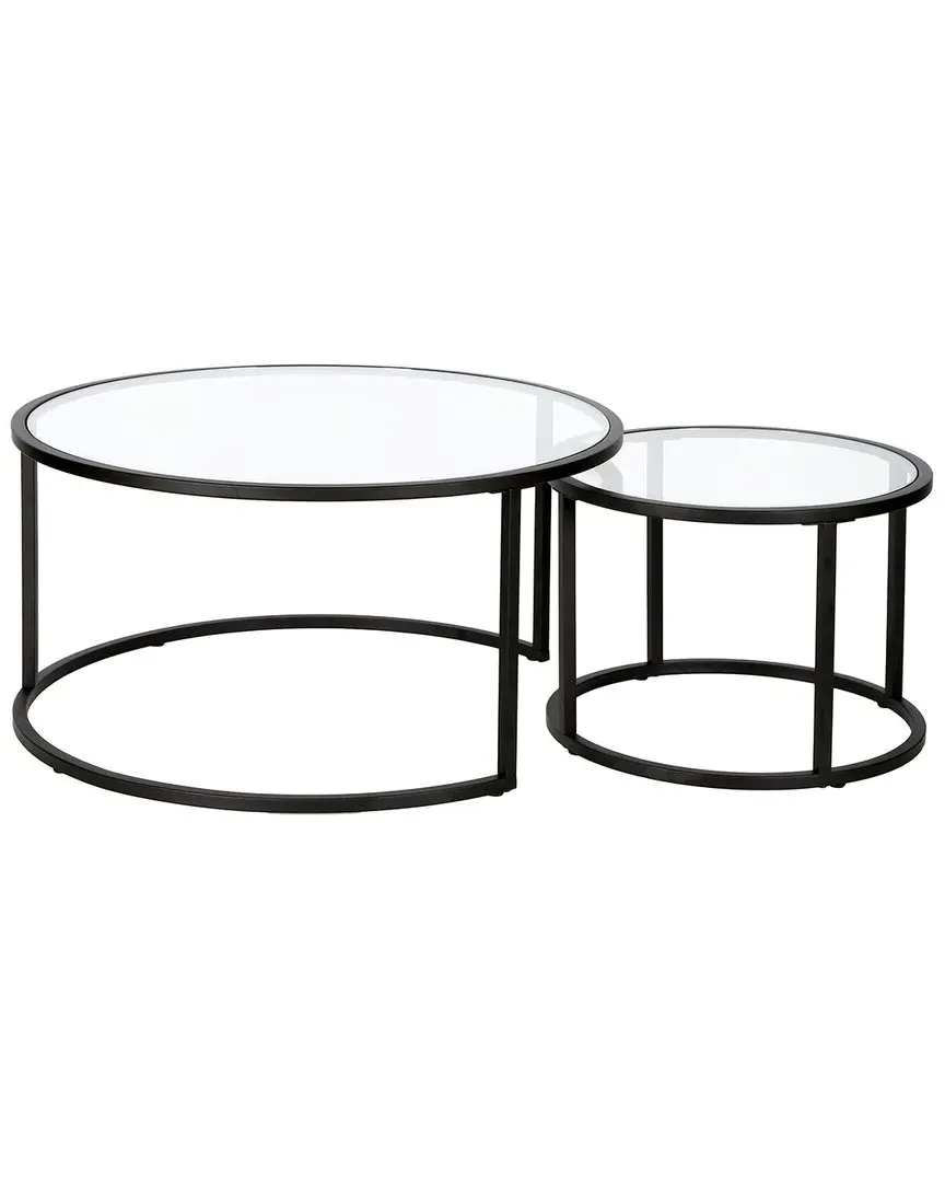 Watson Round Nesting Coffee Table Set - Black, Steel image