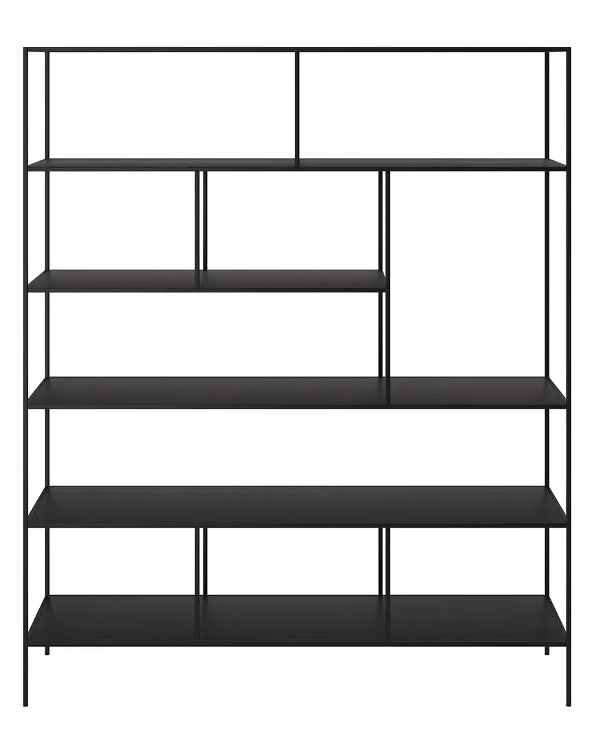 Whitmore 6-Tier Rectangular Bookcase - Blackened Bronze, Steel image