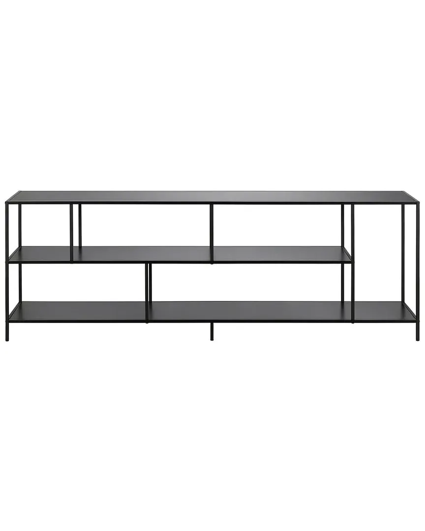 Winthrop Rectangular TV Stand with Metal Shelves - Black, Steel