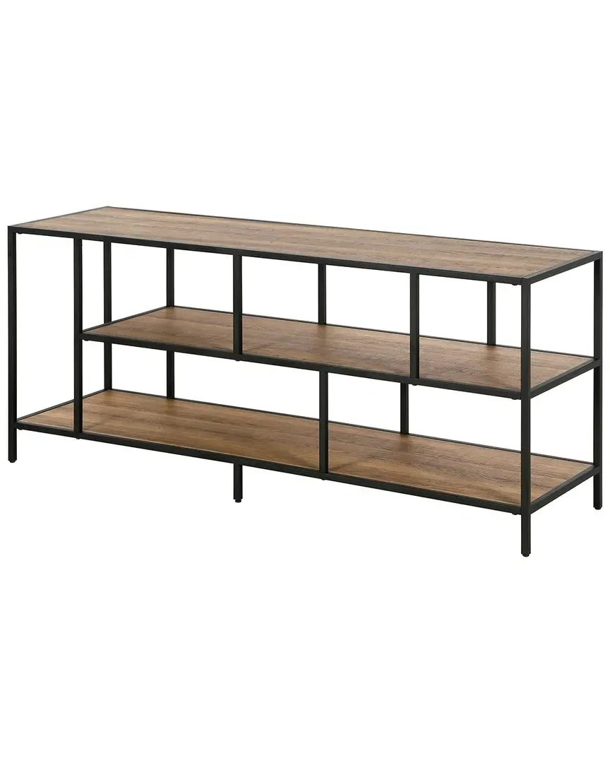 Winthrop Rectangular TV Stand with Shelves - Black, Steel