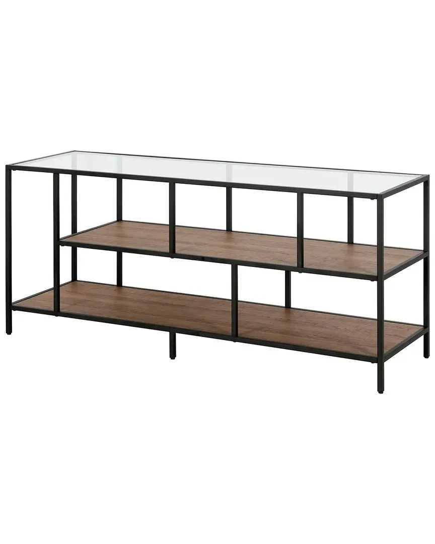 Winthrop Rectangular TV Stand with Shelves - Black, Steel image