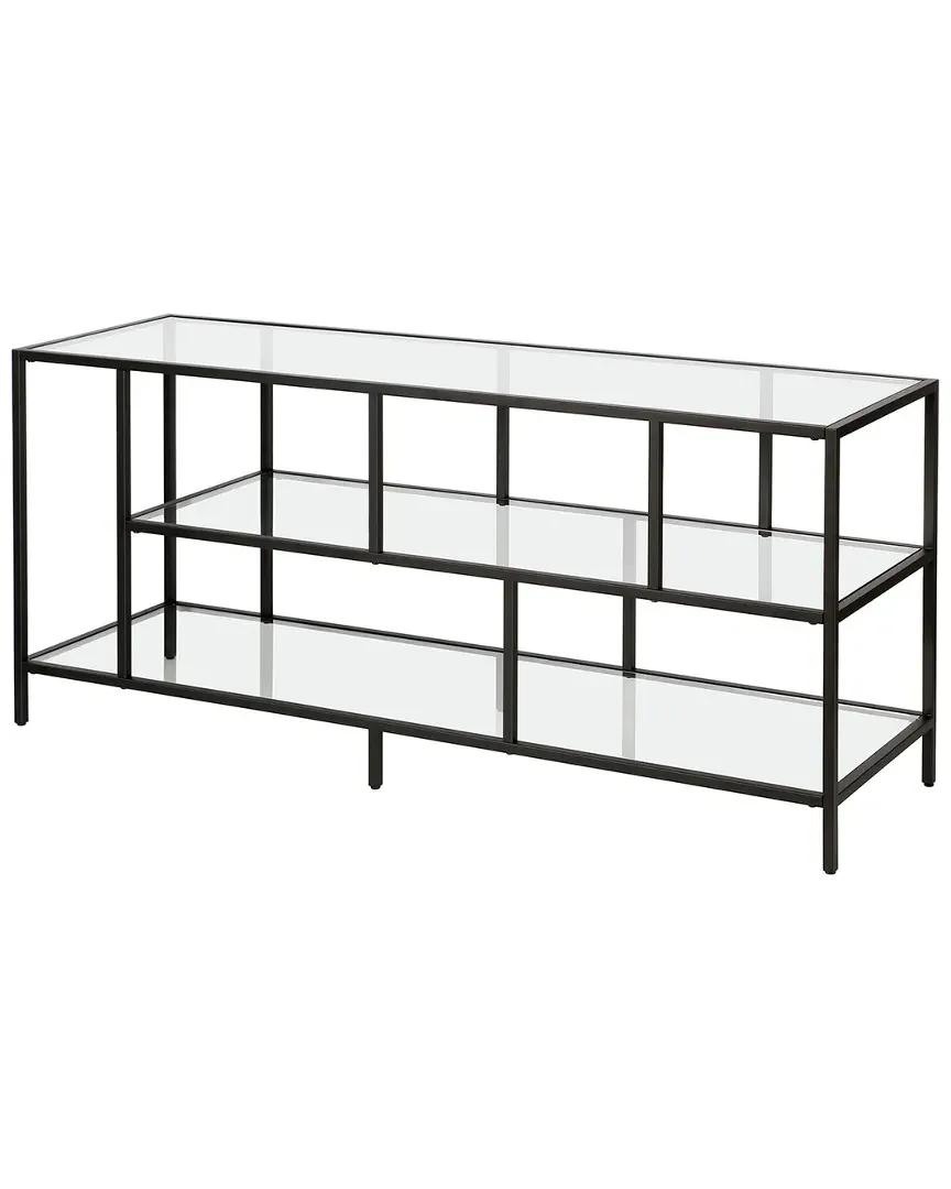 Winthrop TV Stand with Glass Shelves - Black, Steel image