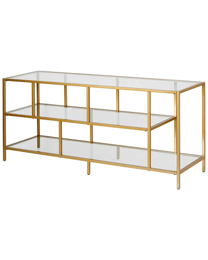Winthrop TV Stand with Glass Shelves - Gold, Steel