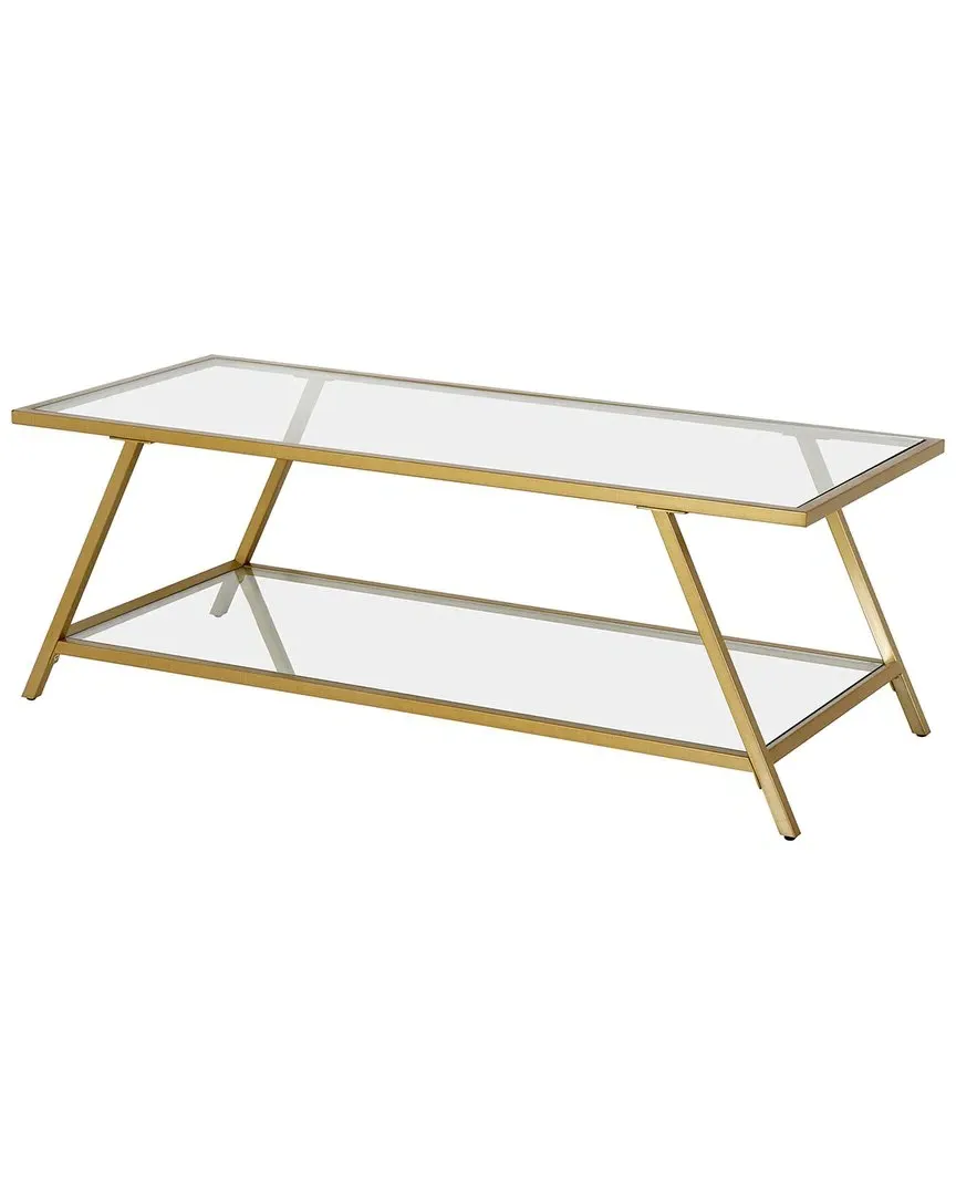 Yair 48in Rectangular Coffee Table - Gold Brass, Glass