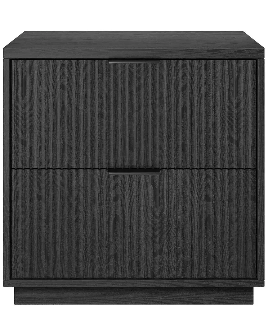 Yarden Rectangular Nightstand with Storage - Black Grain