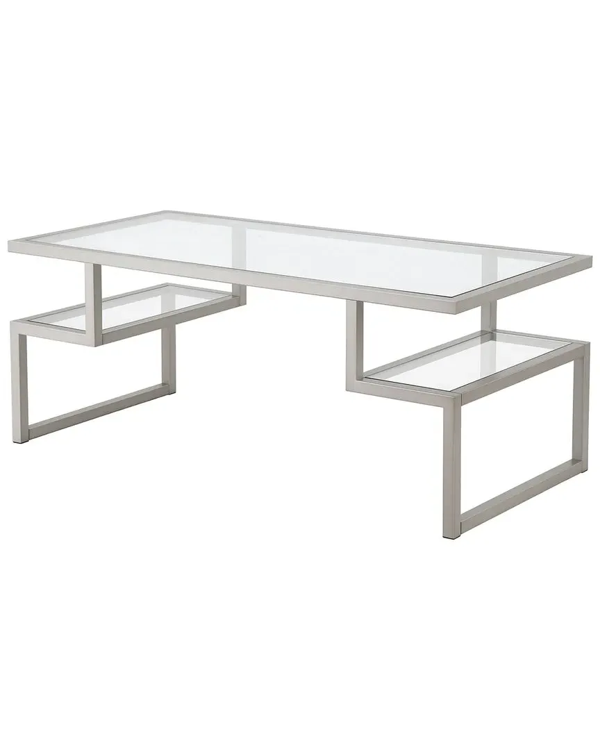 Zander 45in Rectangular Coffee Table - Silver Nickel, Glass image