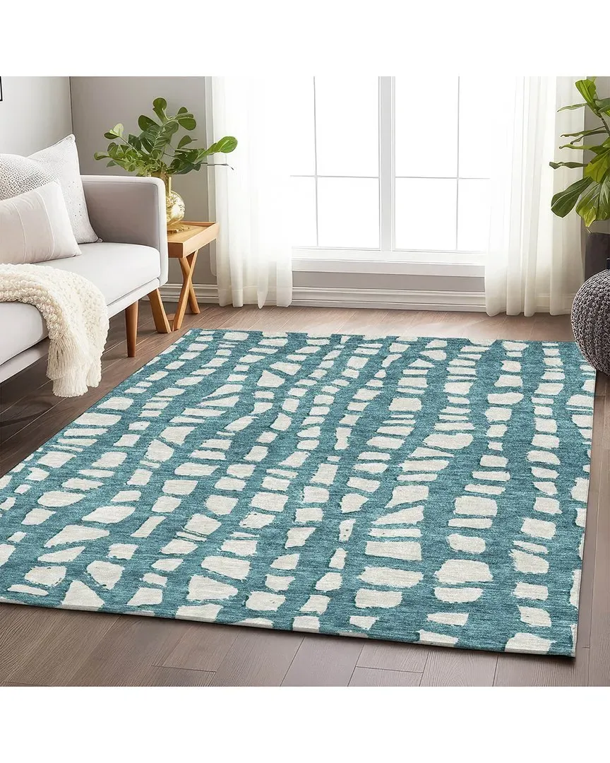 Washable Area Rug - Teal, Polyester