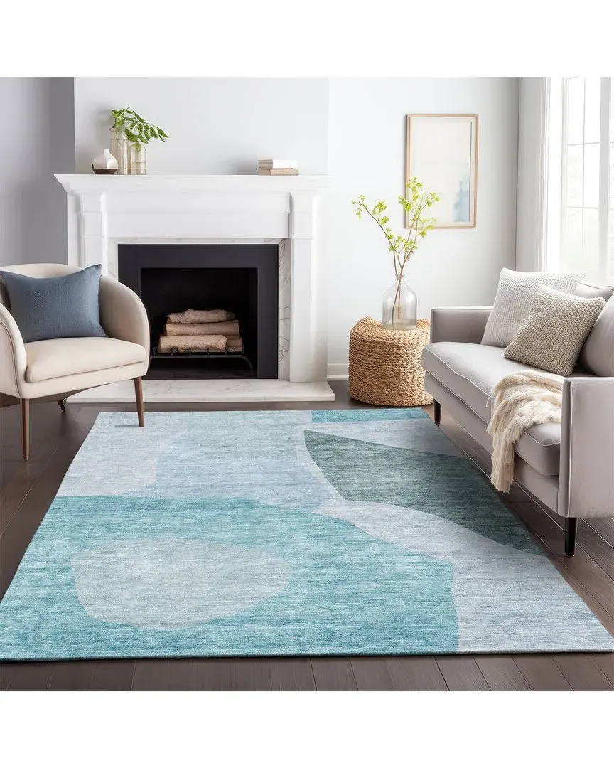 Washable Area Rug - Teal, Polyester
