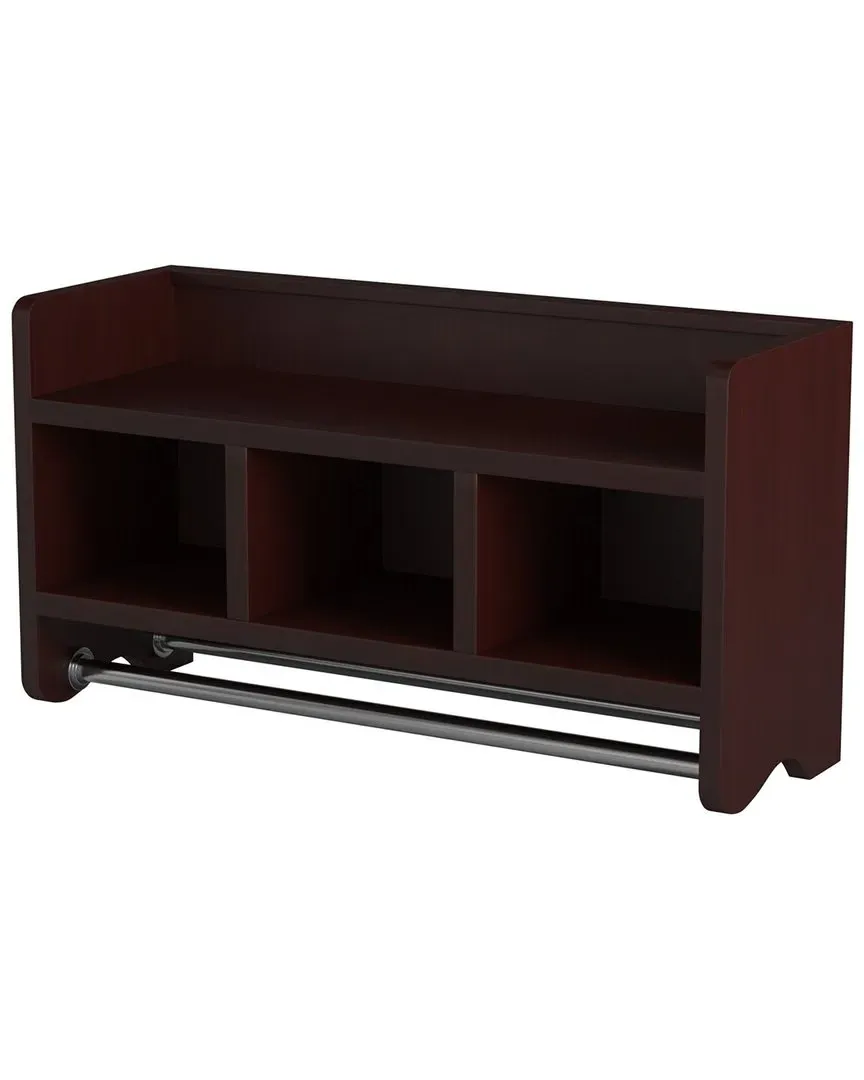 25in Bath Storage Shelf with 2 Towel Rods - Espresso image