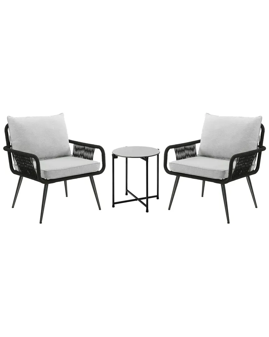 Andover 3-Piece Conversation Set with Rope Chairs - Grey
