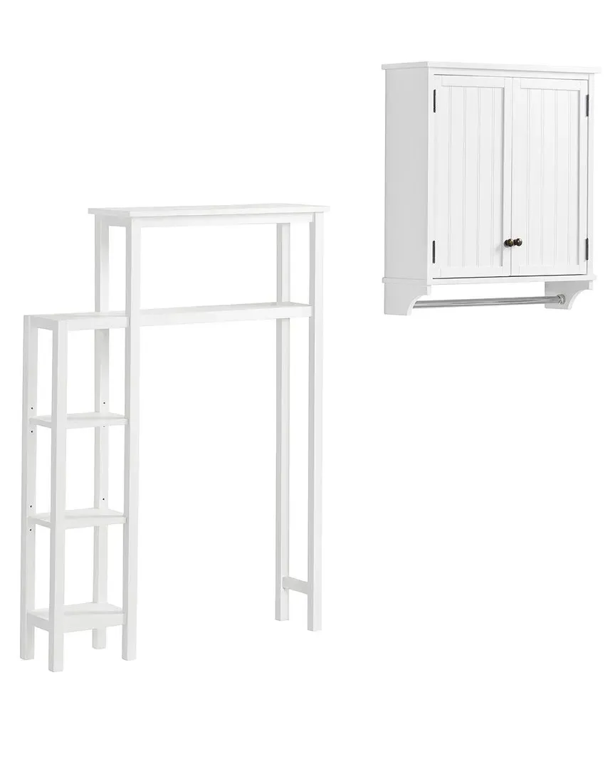 Dover Over Toilet Organizer with Wall Cabinet - White