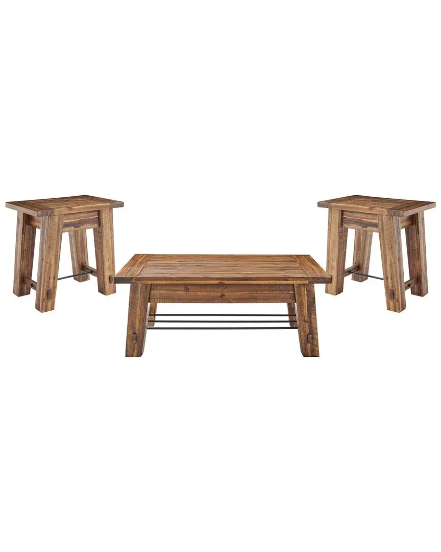Durango Industrial Coffee Table & End Tables Set - Brown, Acacia