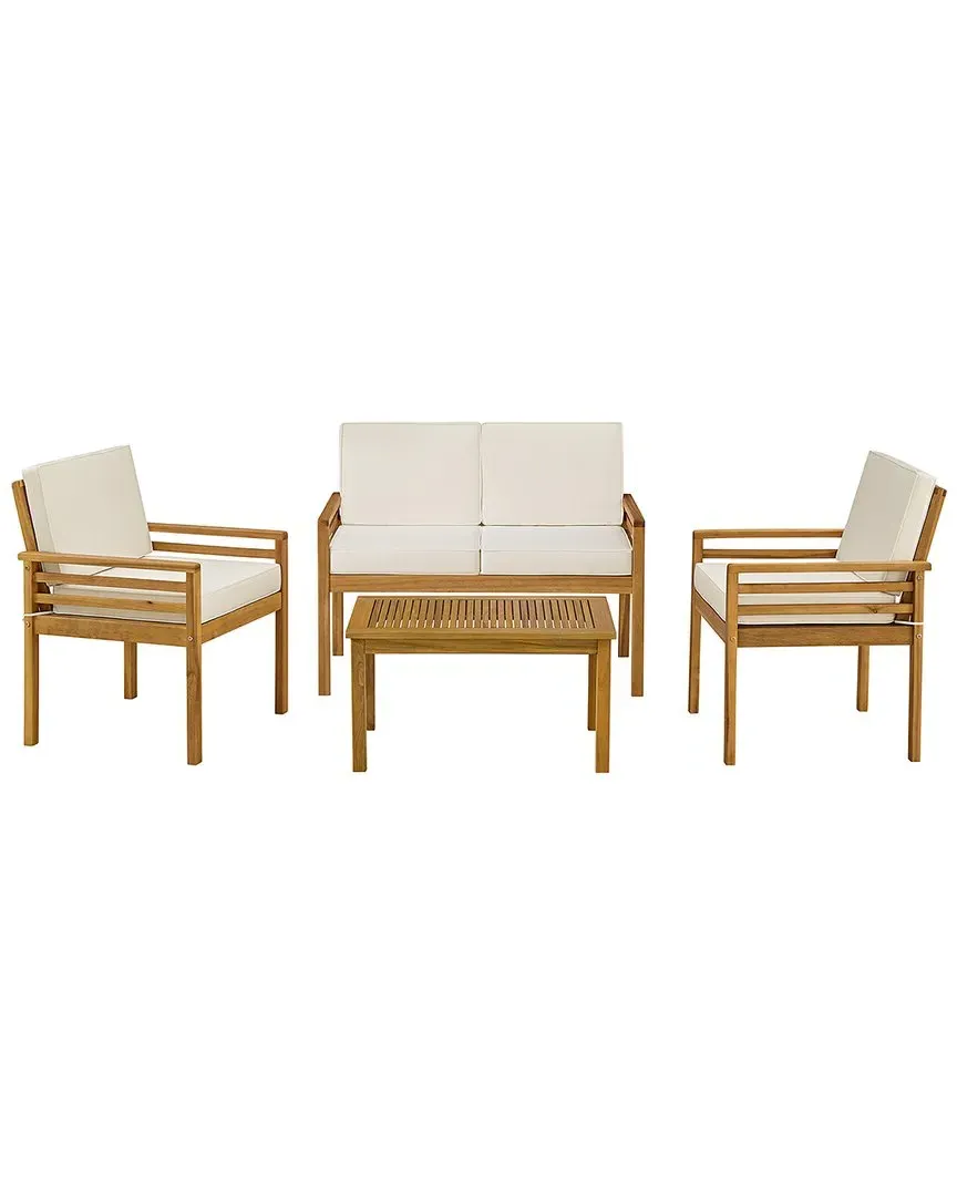 Okemo 4-Piece Patio Set with Chairs - Natural, Acacia Wood