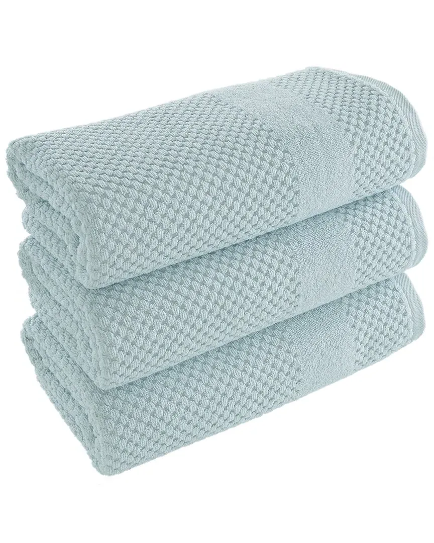 Antimicrobial Honeycomb Bath Towel Pack of 3 - Duck Egg, Cotton image