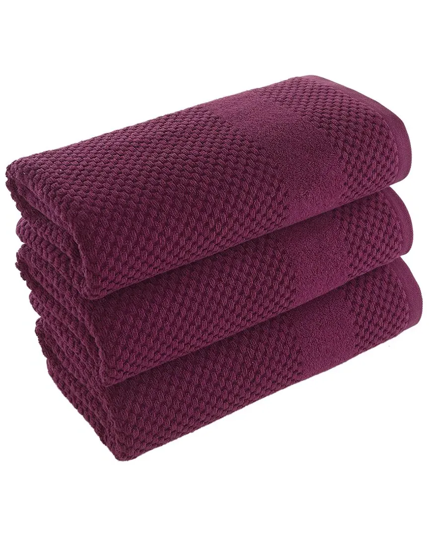 Antimicrobial Honeycomb Bath Towel Pack of 3 - Fig, Cotton